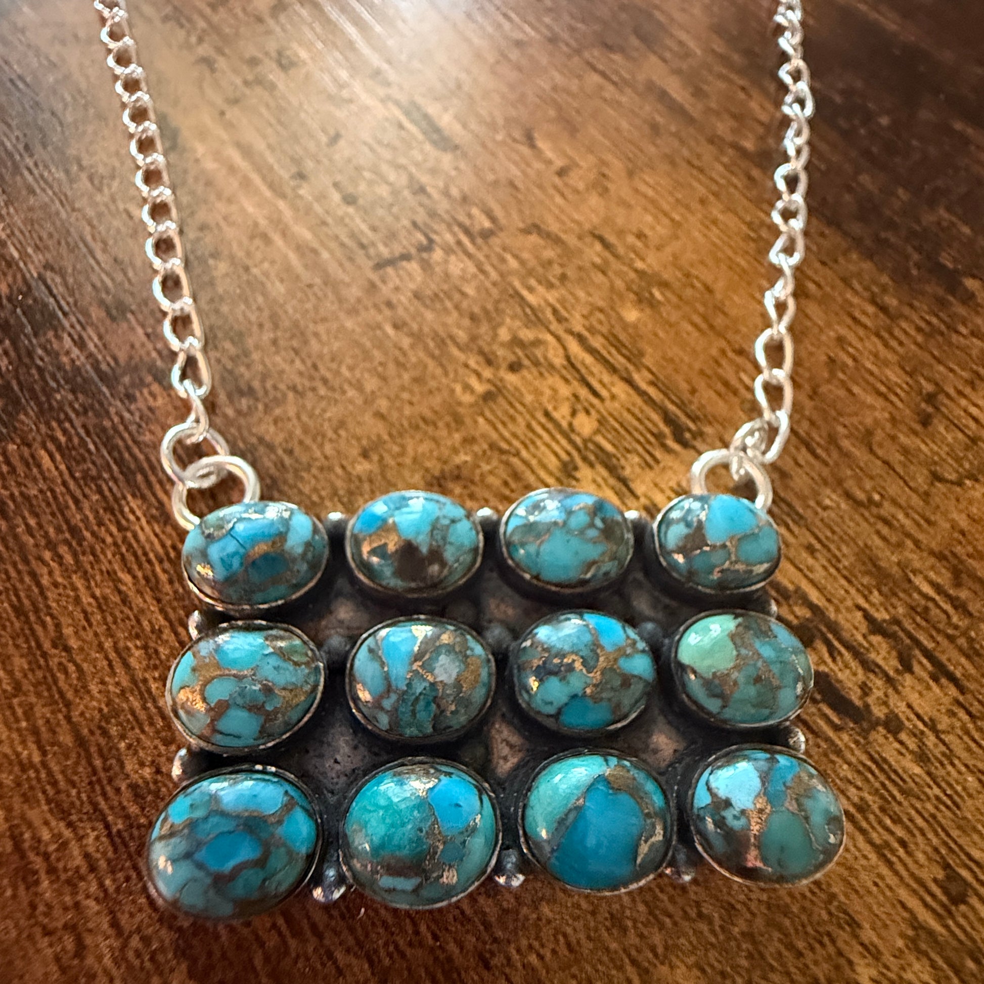 Kingman Blue Turquoise 925 Sterling Silver Necklace Handmade Gemstone Silver Elegant