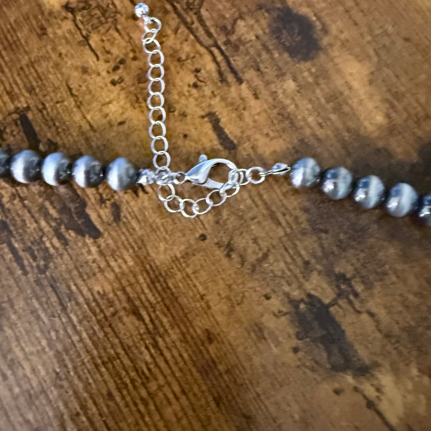 Turquoise Squash Pearl Necklace Mixed Metals 24 Inch Handcrafted Silver Elegant