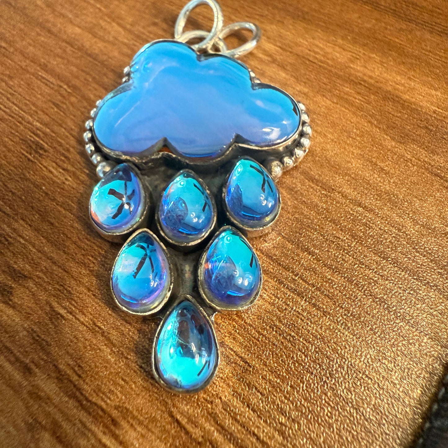 Angel Aura Quartz Cloud Pendant on 18 Inch Sterling Silver Chain Silver Elegant