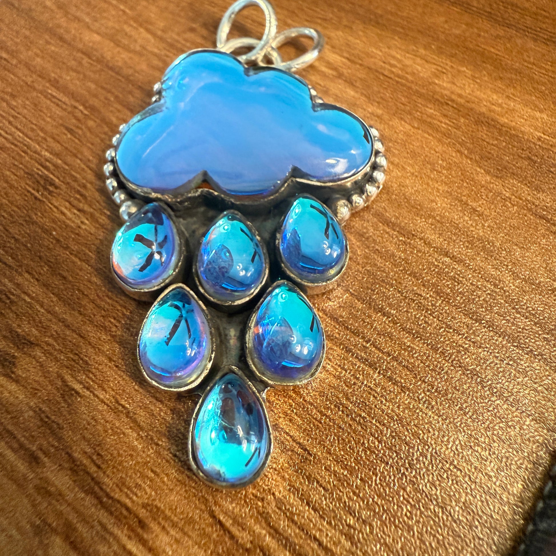 Angel Aura Quartz Cloud Pendant on 18 Inch Sterling Silver Chain Silver Elegant