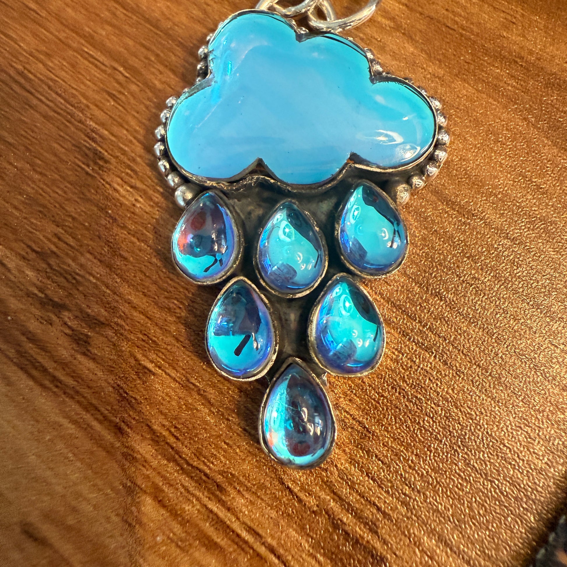 Angel Aura Quartz Cloud Pendant on 18 Inch Sterling Silver Chain Silver Elegant