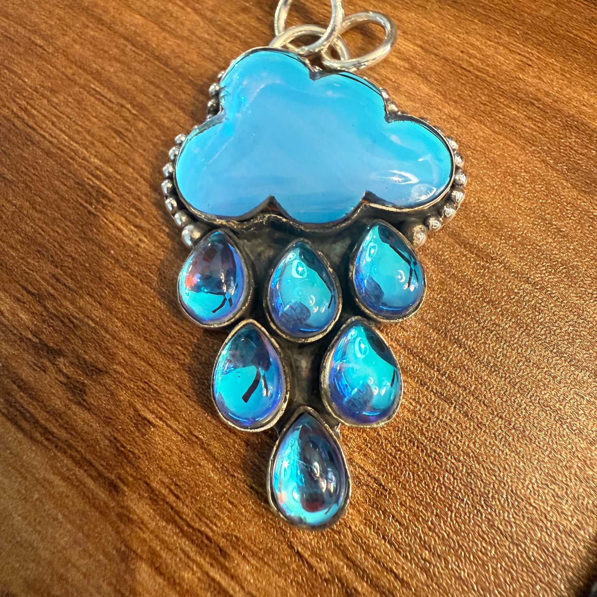 Angel Aura Quartz Cloud Pendant on 18 Inch Sterling Silver Chain Silver Elegant