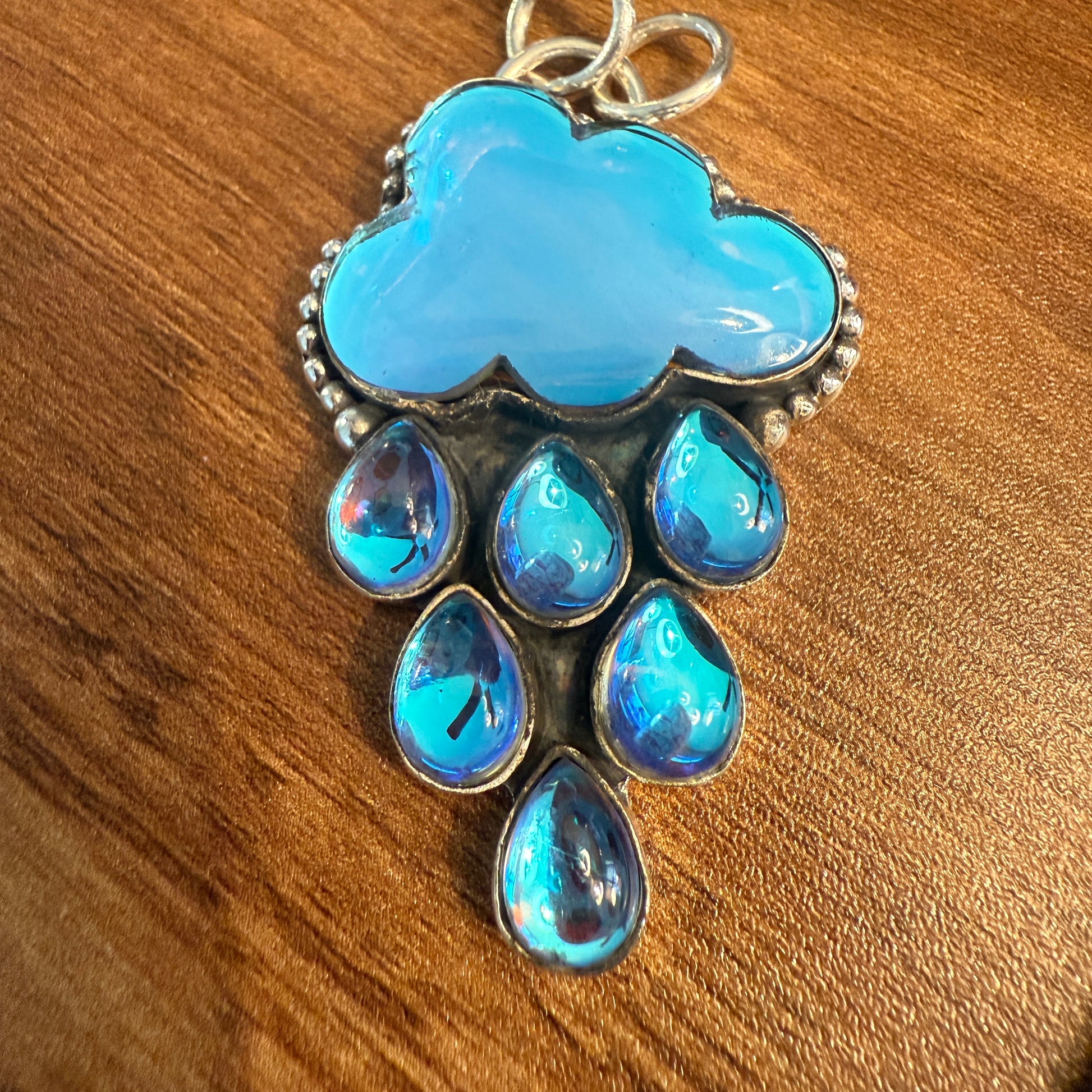 Angel Aura Quartz Cloud Pendant on 18 Inch Sterling Silver Chain Silver Elegant