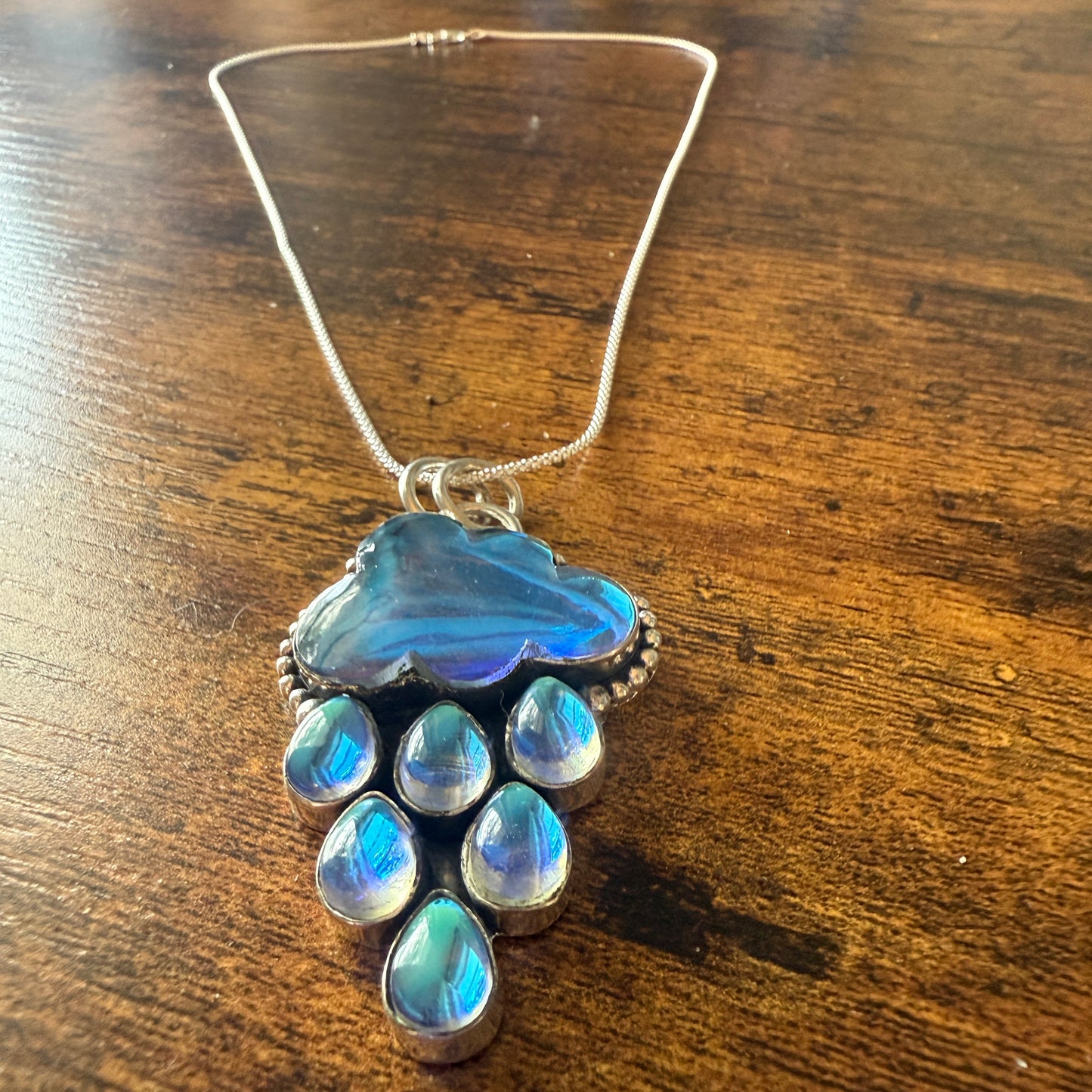 Angel Aura Quartz Cloud Pendant on 18 Inch Sterling Silver Chain Silver Elegant