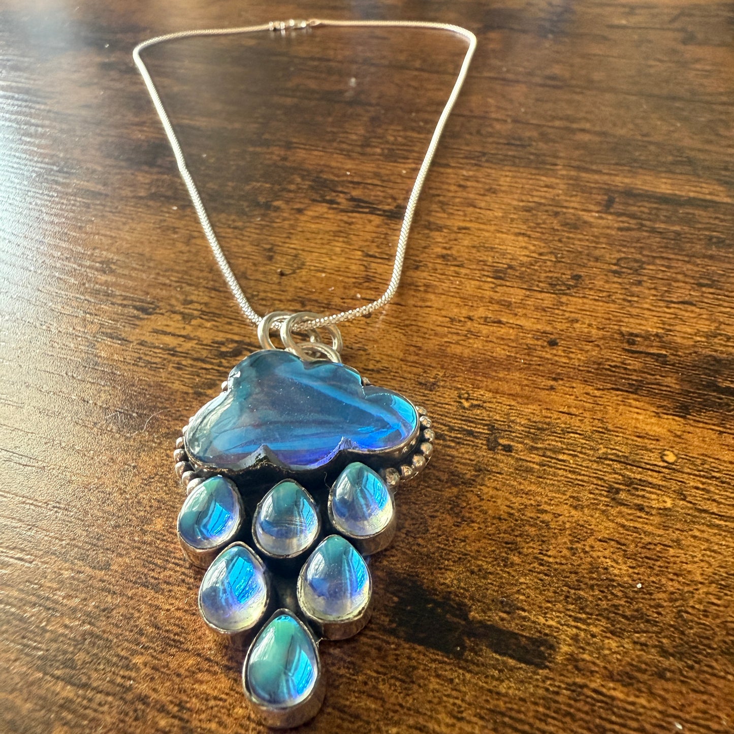 Angel Aura Quartz Cloud Pendant on 18 Inch Sterling Silver Chain Silver Elegant