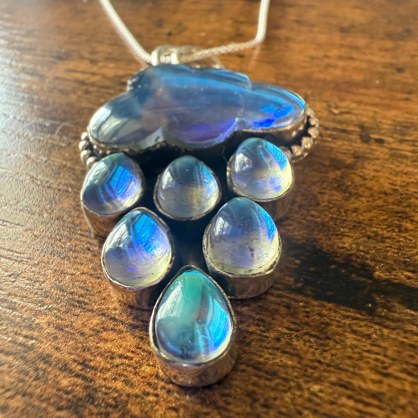 Angel Aura Quartz Cloud Pendant on 18 Inch Sterling Silver Chain Silver Elegant