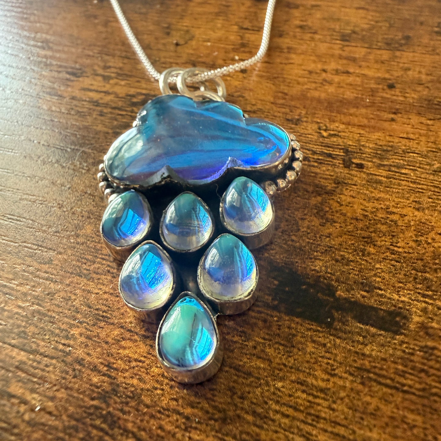 Angel Aura Quartz Cloud Pendant on 18 Inch Sterling Silver Chain Silver Elegant