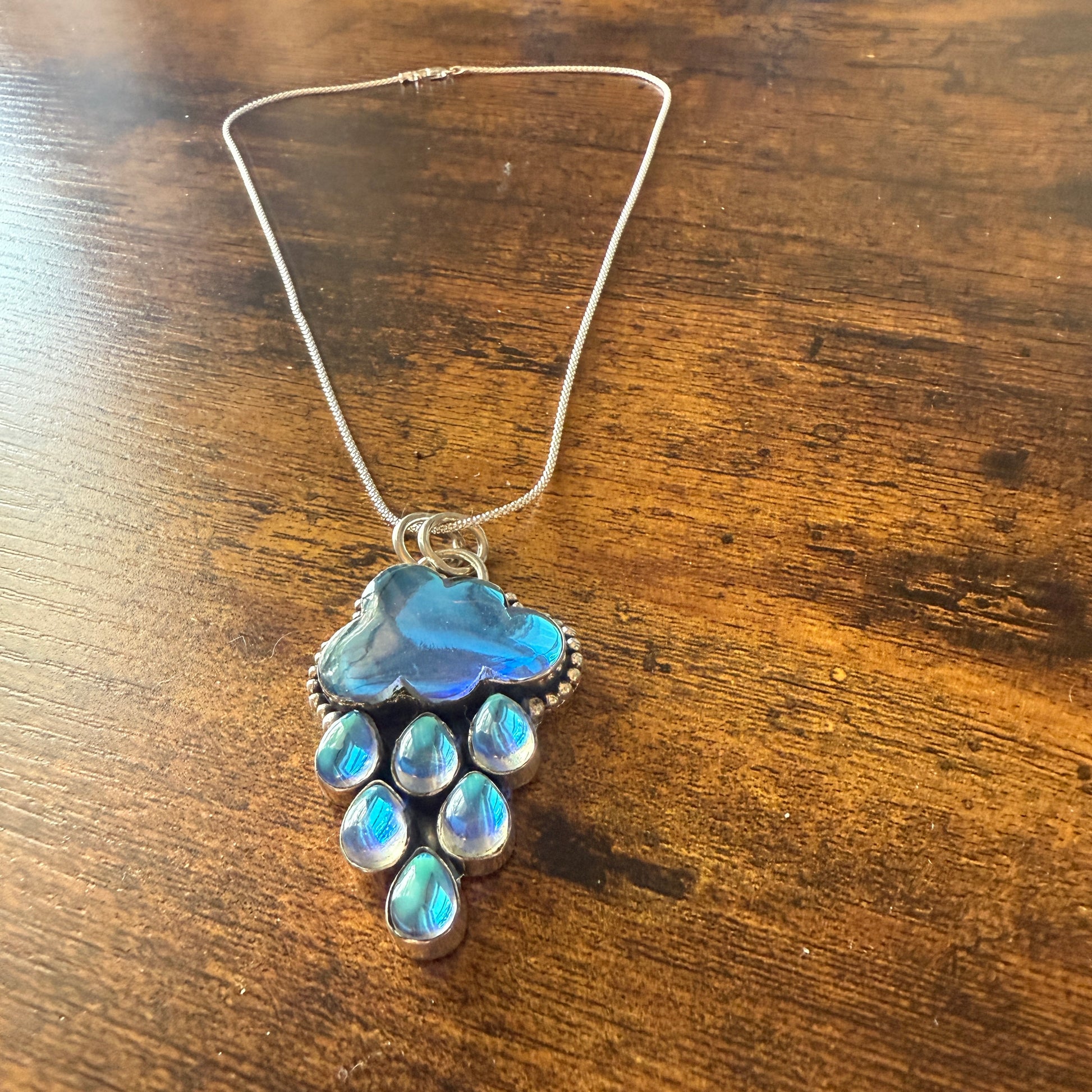 Angel Aura Quartz Cloud Pendant on 18 Inch Sterling Silver Chain Silver Elegant