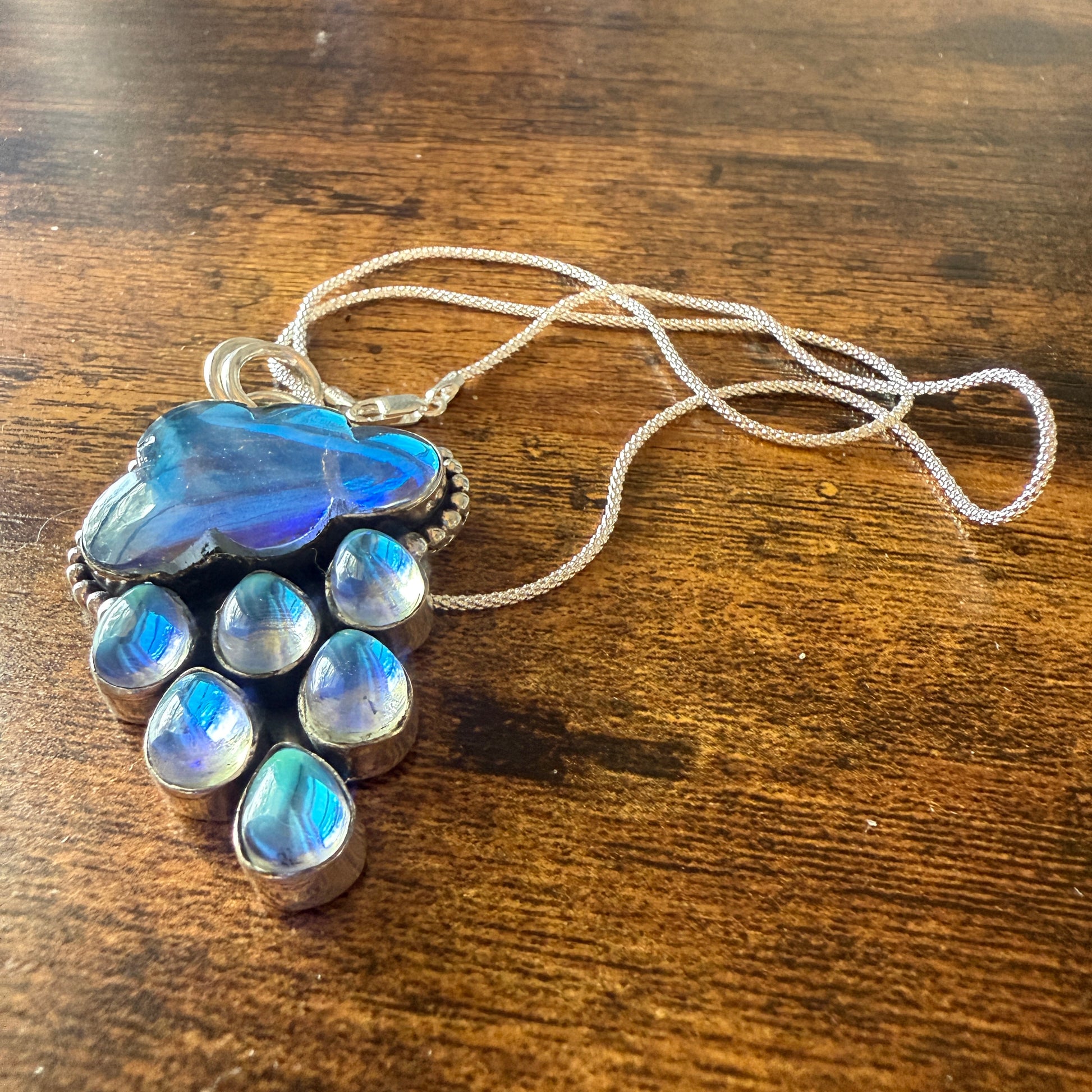 Angel Aura Quartz Cloud Pendant on 18 Inch Sterling Silver Chain Silver Elegant