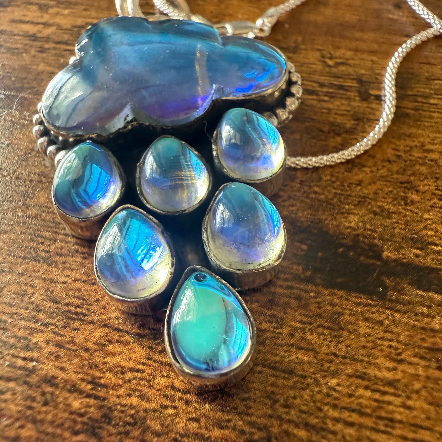Angel Aura Quartz Cloud Pendant on 18 Inch Sterling Silver Chain Silver Elegant