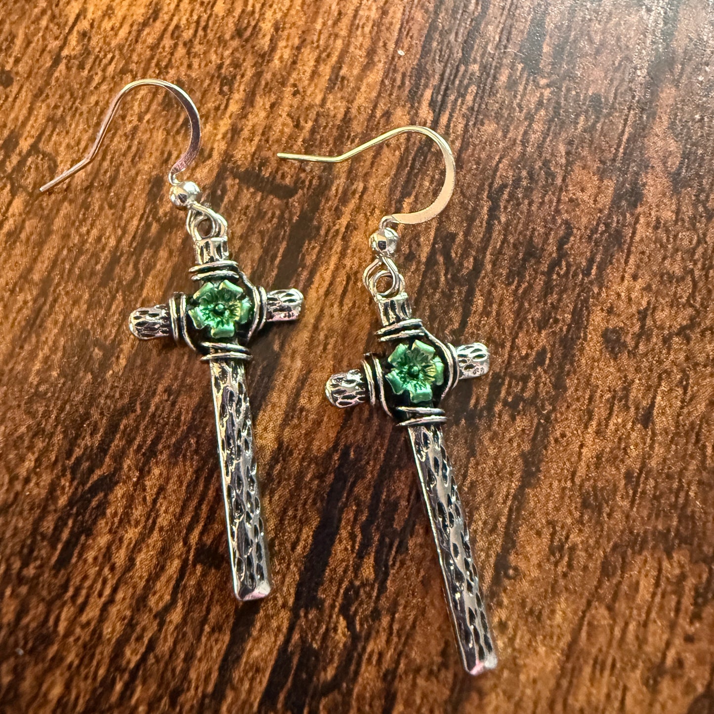 Western Cowgirl Cross Wire Earrings in Mixed Metals for a Western Chic Look Silver Elegant