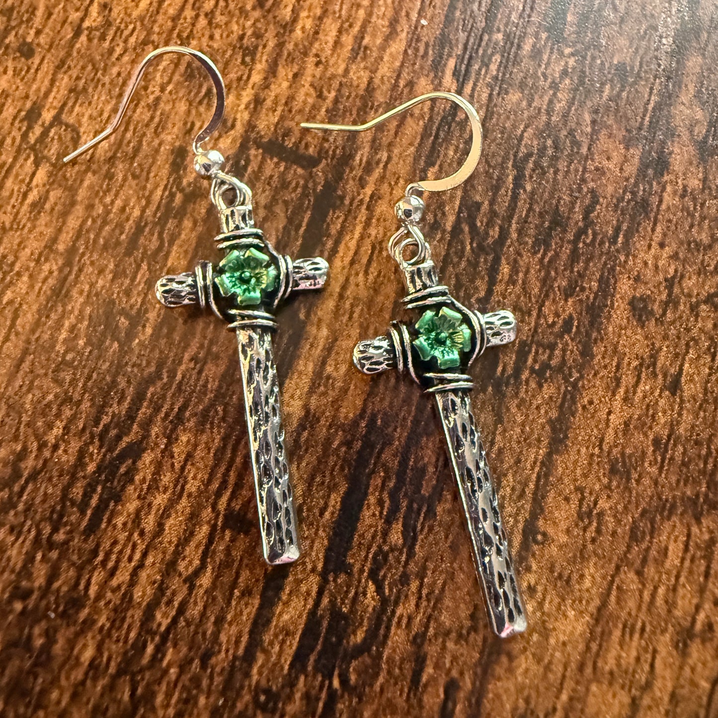 Western Cowgirl Cross Wire Earrings in Mixed Metals for a Western Chic Look Silver Elegant