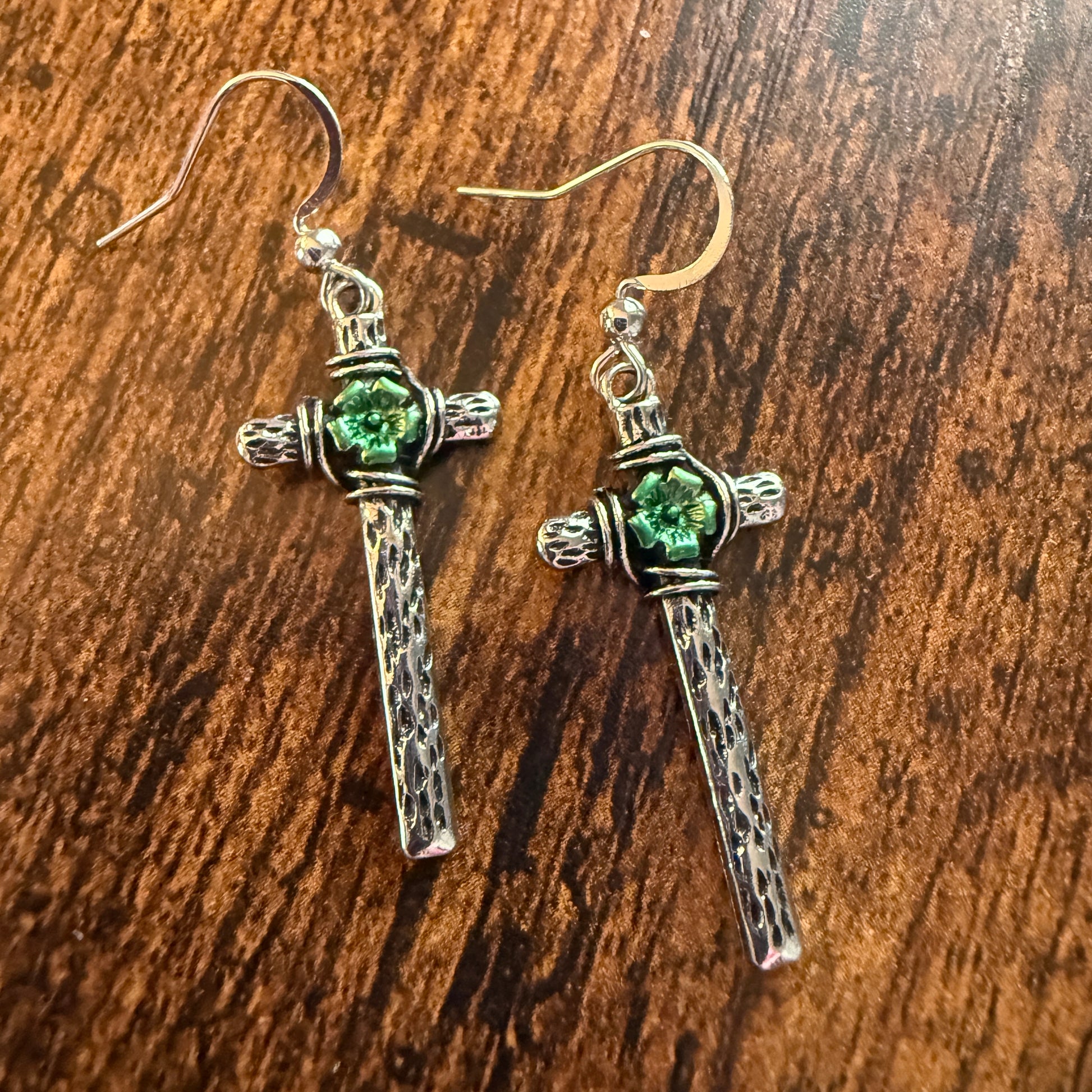 Western Cowgirl Cross Wire Earrings in Mixed Metals for a Western Chic Look Silver Elegant