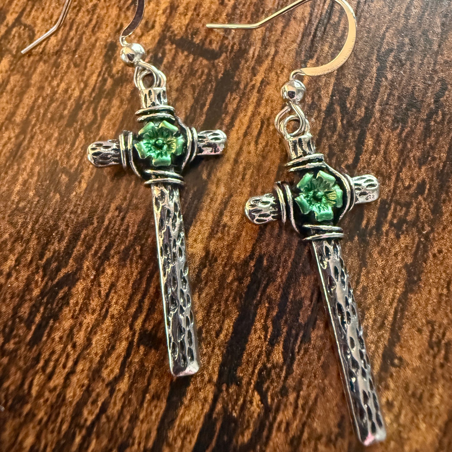 Western Cowgirl Cross Wire Earrings in Mixed Metals for a Western Chic Look Silver Elegant