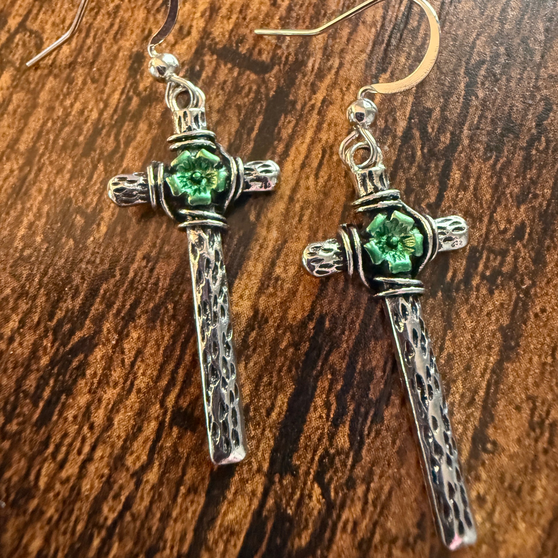 Western Cowgirl Cross Wire Earrings in Mixed Metals for a Western Chic Look Silver Elegant