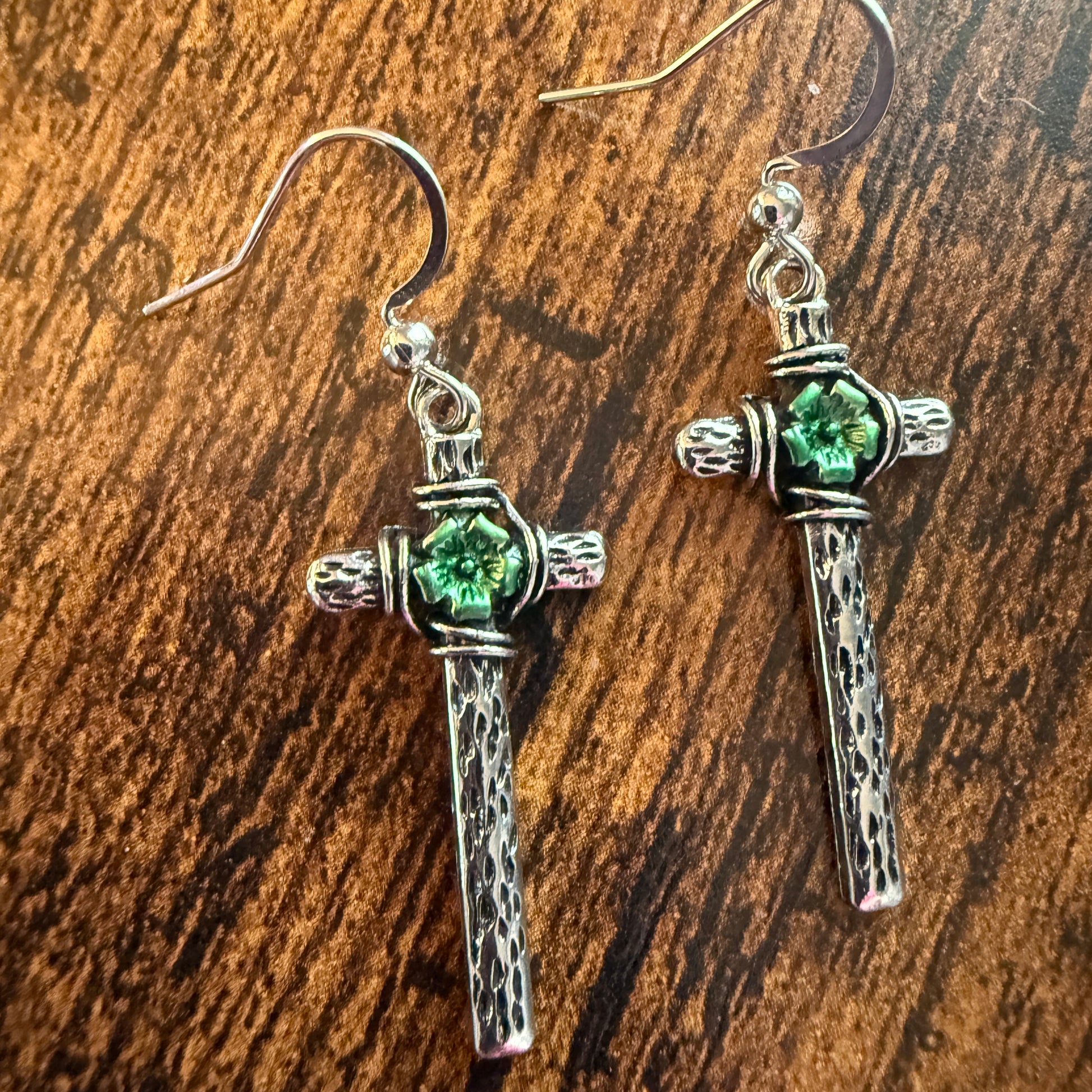 Western Cowgirl Cross Wire Earrings in Mixed Metals for a Western Chic Look Silver Elegant