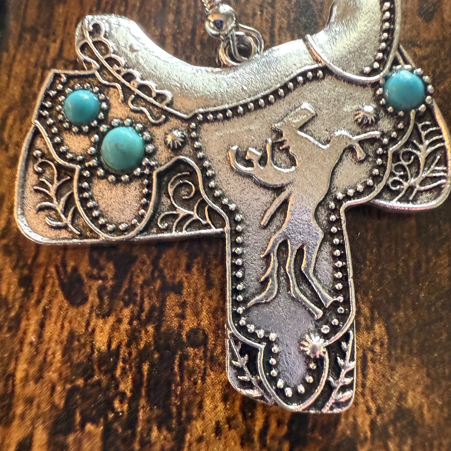 Western Cowgirl Turquoise Saddle Up Wire Drop Earrings With Mixed Metals Silver Elegant