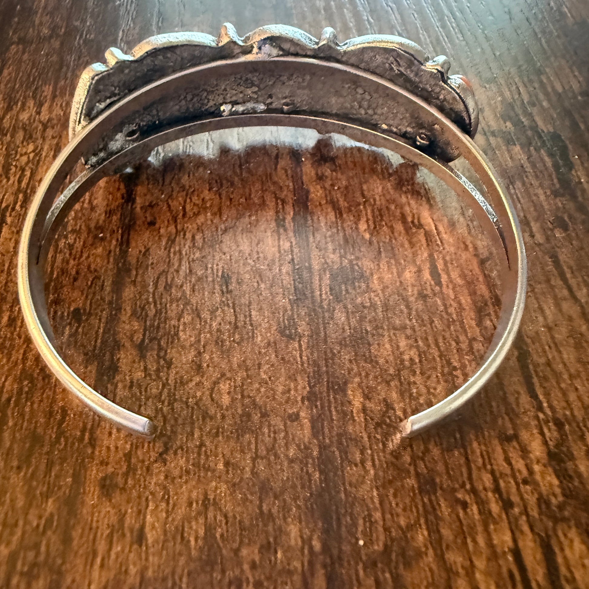Western Cowgirl Faux Coral Gemstone Cuff Bangle, Mixed Metals WildWestBoho