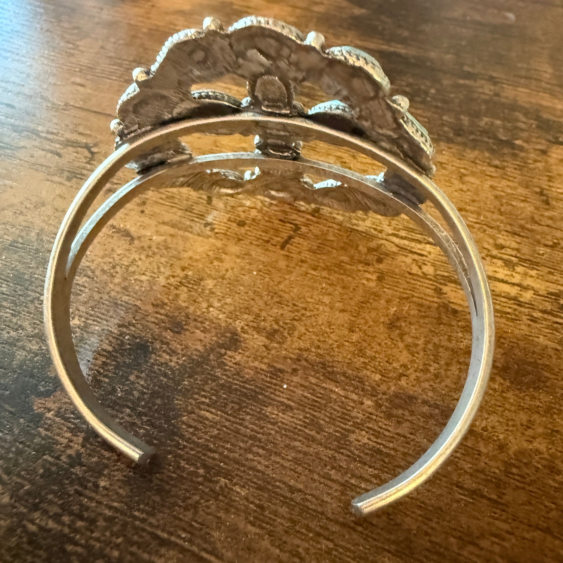 Cowgirl Hippie Blue Turquoise Stone Peace Sign Bangle, Mixed Metals WildWestBoho