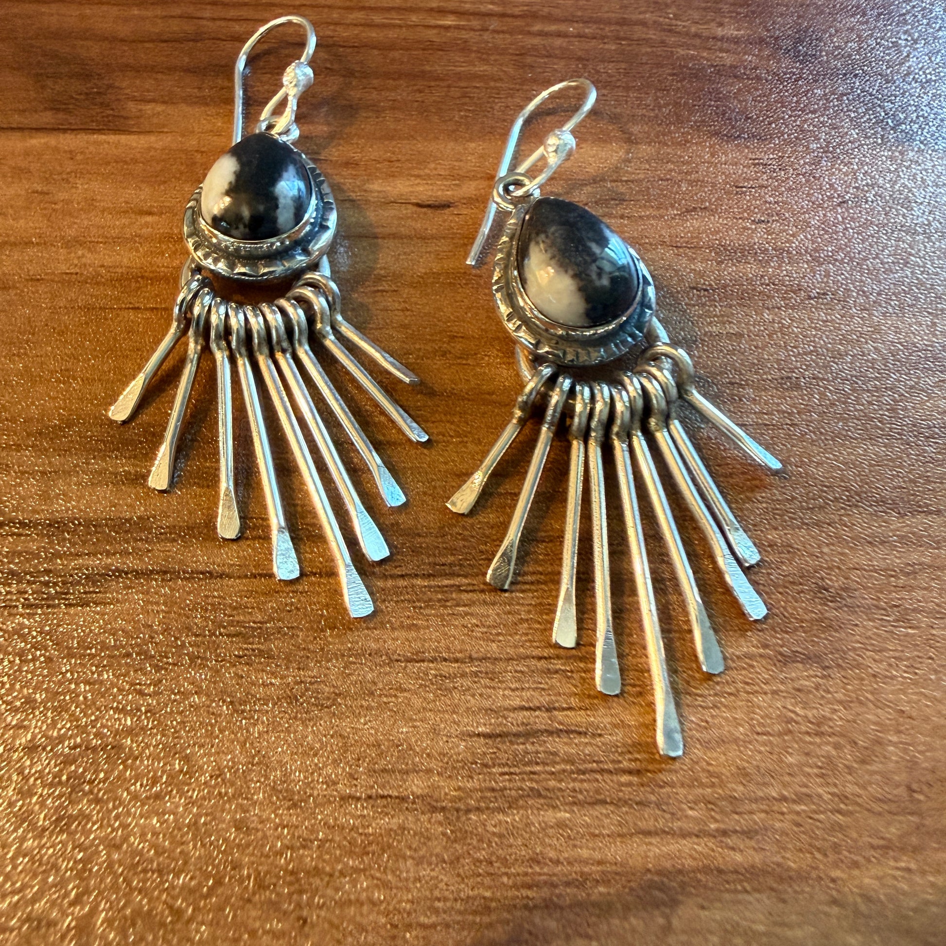 White Buffalo Turquoise Sterling Silver Dangle Earrings 2.7 Inches Silver Elegant