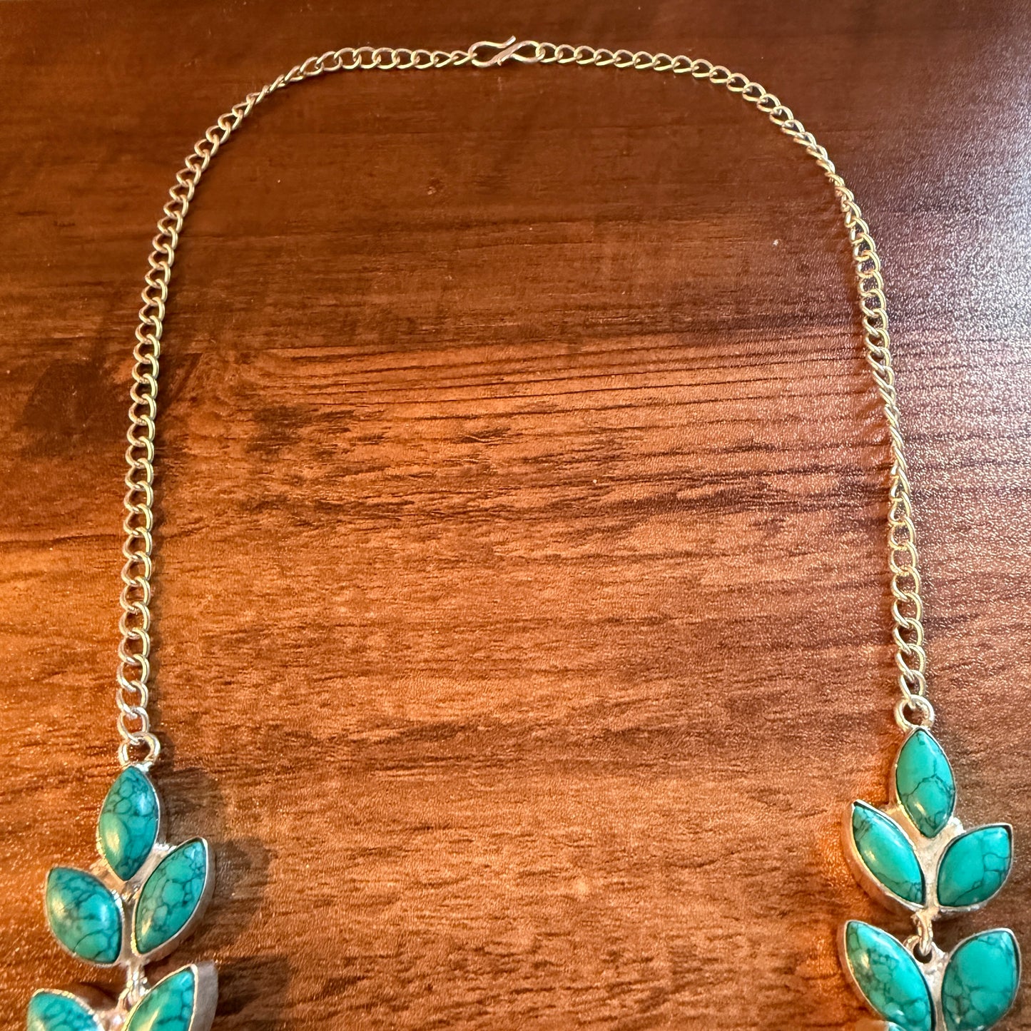 Blue Turquoise Gemstone Necklace In 925 Sterling Silver 18 Inch Silver Elegant