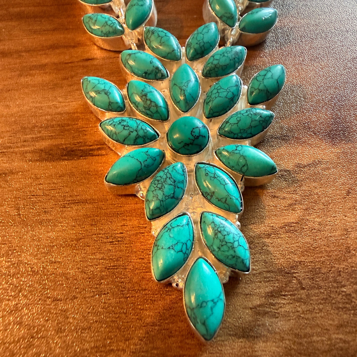 Blue Turquoise Gemstone Necklace In 925 Sterling Silver 18 Inch Silver Elegant