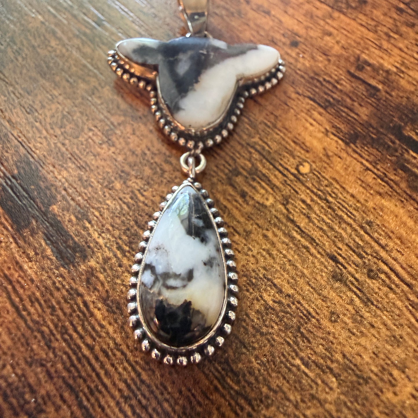 White Buffalo Turquoise Dahlia Pendant 925 Sterling Silver Handcrafted Silver Elegant