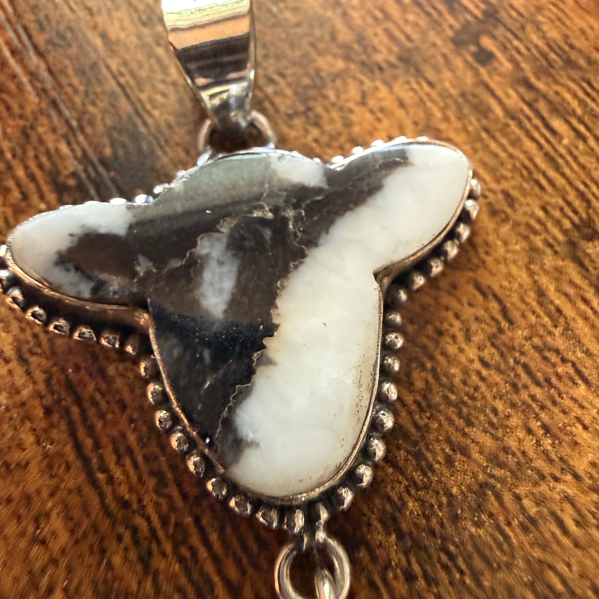 White Buffalo Turquoise Dahlia Pendant 925 Sterling Silver Handcrafted Silver Elegant