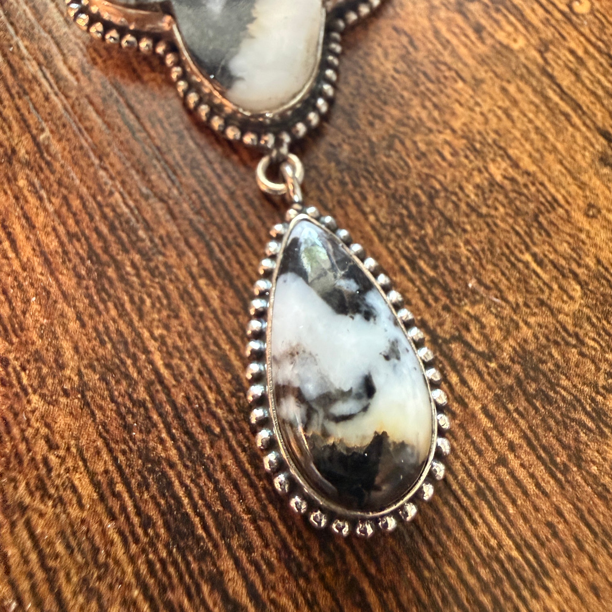 White Buffalo Turquoise Dahlia Pendant 925 Sterling Silver Handcrafted Silver Elegant