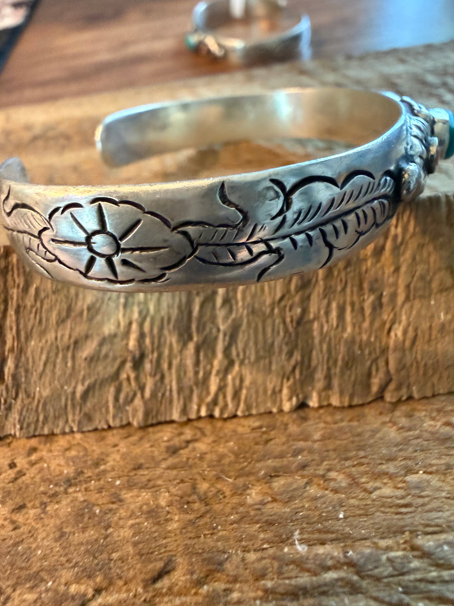 Navajo Style Blue Turquoise and Coral Bangle Bracelet, German Silver Silver Elegant