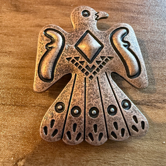 Navajo Style Copper Thunderbird Pendant Or Belt Slide, 2 Inch Silver Elegant