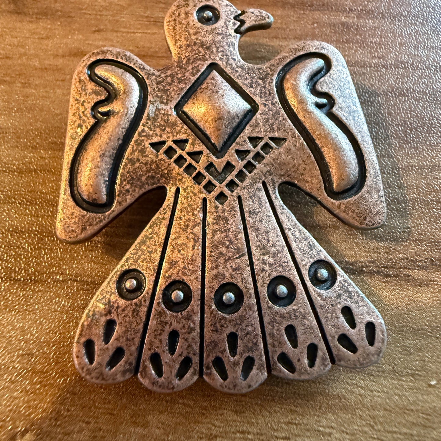 Navajo Style Copper Thunderbird Pendant Or Belt Slide, 2 Inch Silver Elegant