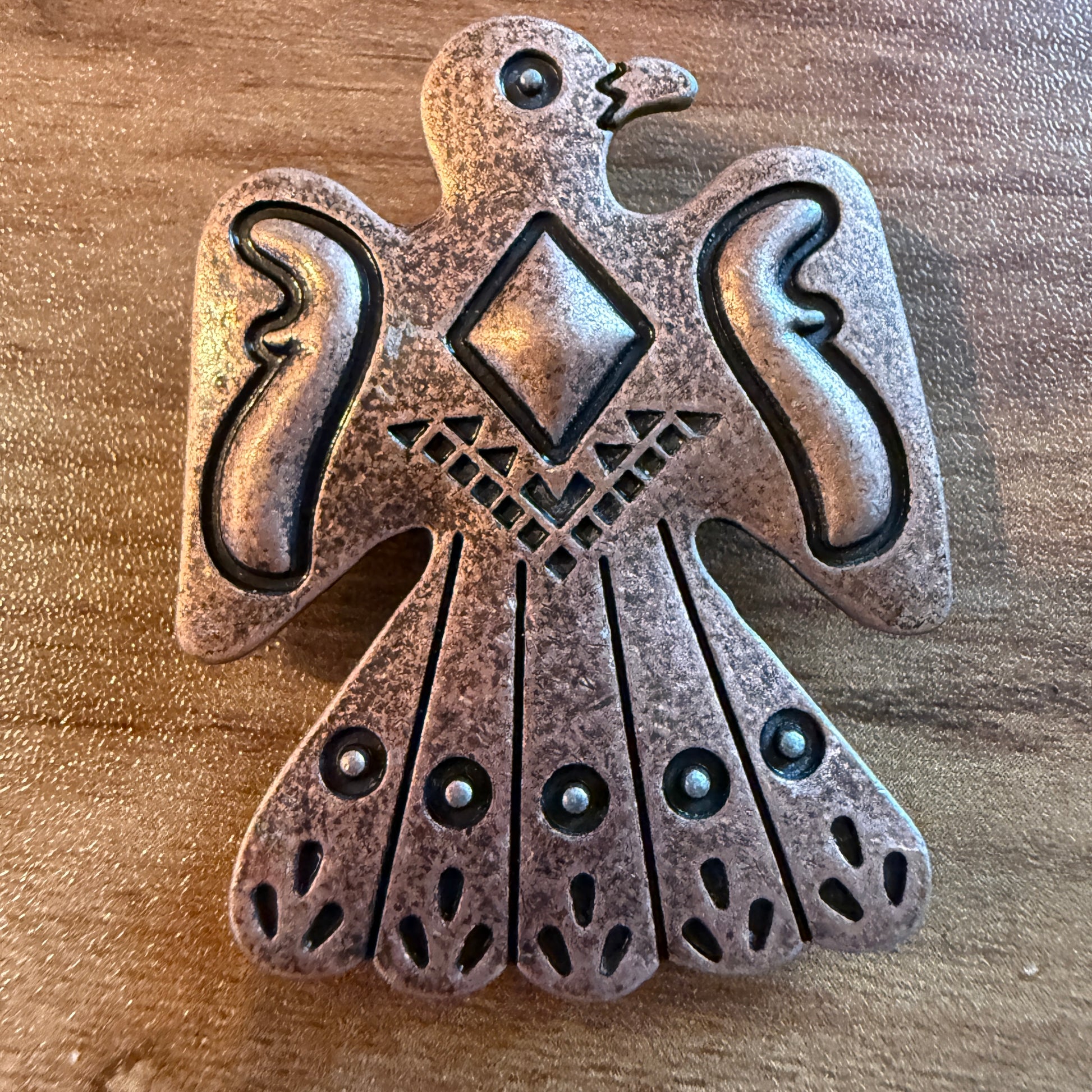 Navajo Style Copper Thunderbird Pendant Or Belt Slide, 2 Inch Silver Elegant