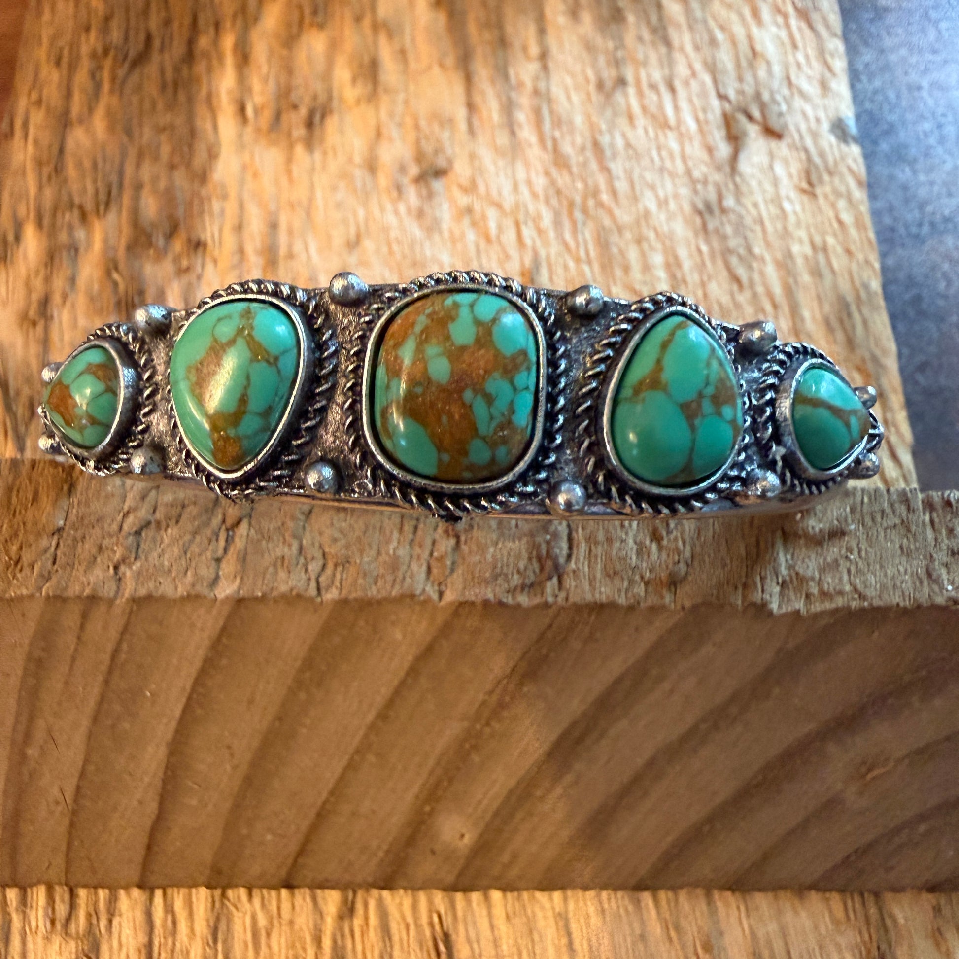 Navajo Style Green Turquoise Stone Silver Metal Bangle Bracelet Silver Elegant