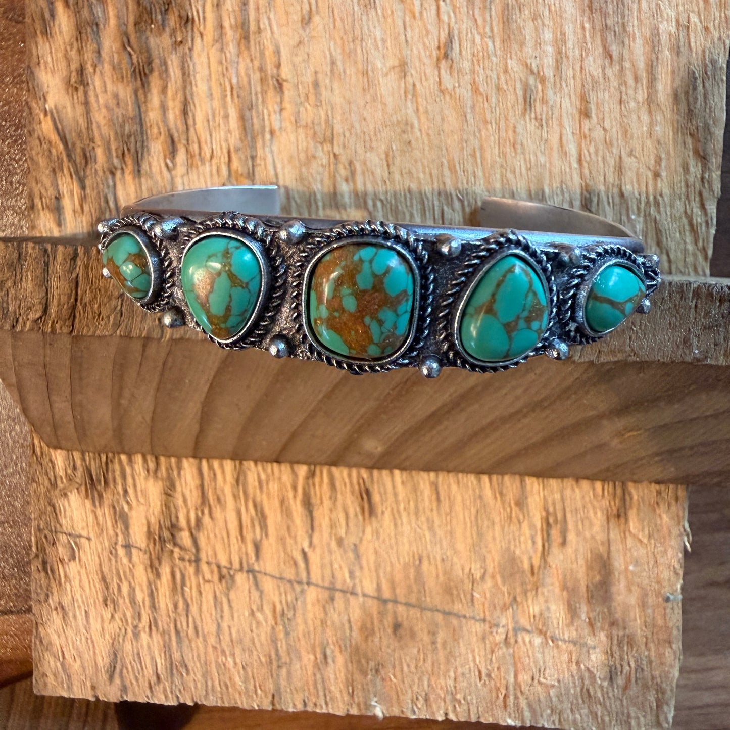 Navajo Style Green Turquoise Stone Silver Metal Bangle Bracelet Silver Elegant