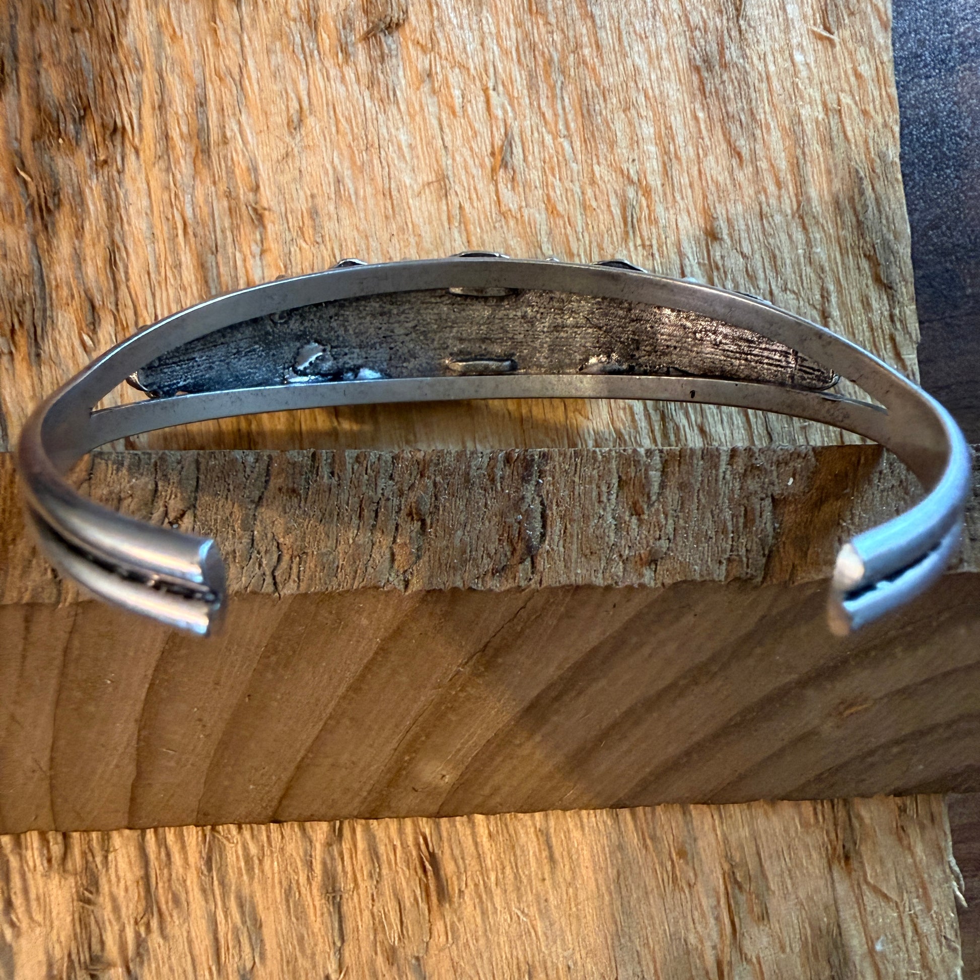 Navajo Style Silver Metal Bangle With Blue Turquoise Stone Silver Elegant