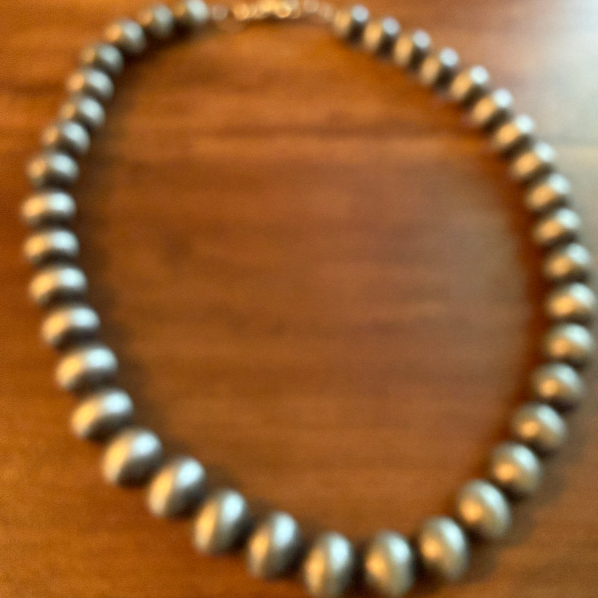 Navajo Style Faux Silver Pearl Bead Choker Necklace 15 Inch 10mm Jewelry Silver Elegant