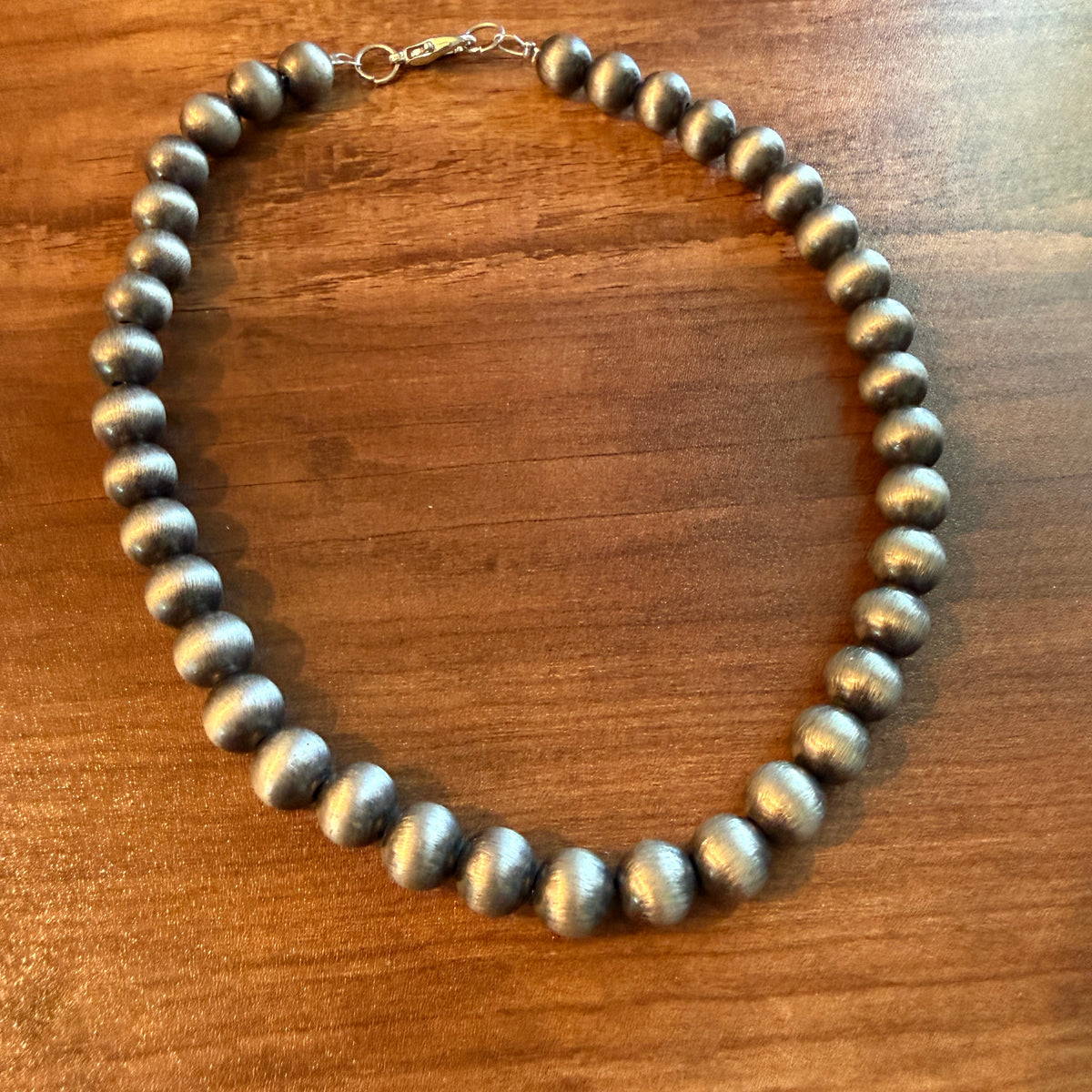 Navajo Style Faux Silver Pearl Bead Choker Necklace 15 Inch 10mm Jewelry Silver Elegant