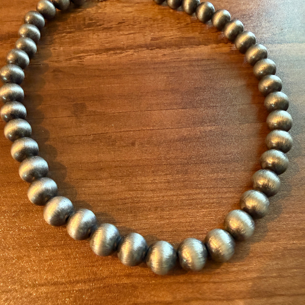 Navajo Style Faux Silver Pearl Bead Choker Necklace 15 Inch 10mm Jewelry Silver Elegant