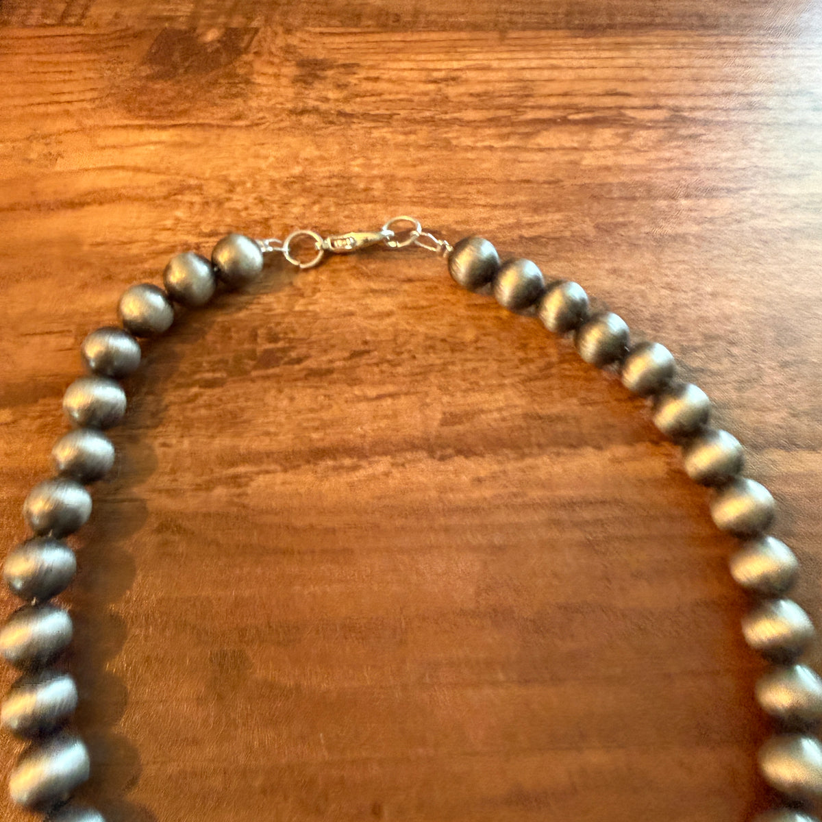 Navajo Style Faux Silver Pearl Bead Choker Necklace 15 Inch 10mm Jewelry Silver Elegant