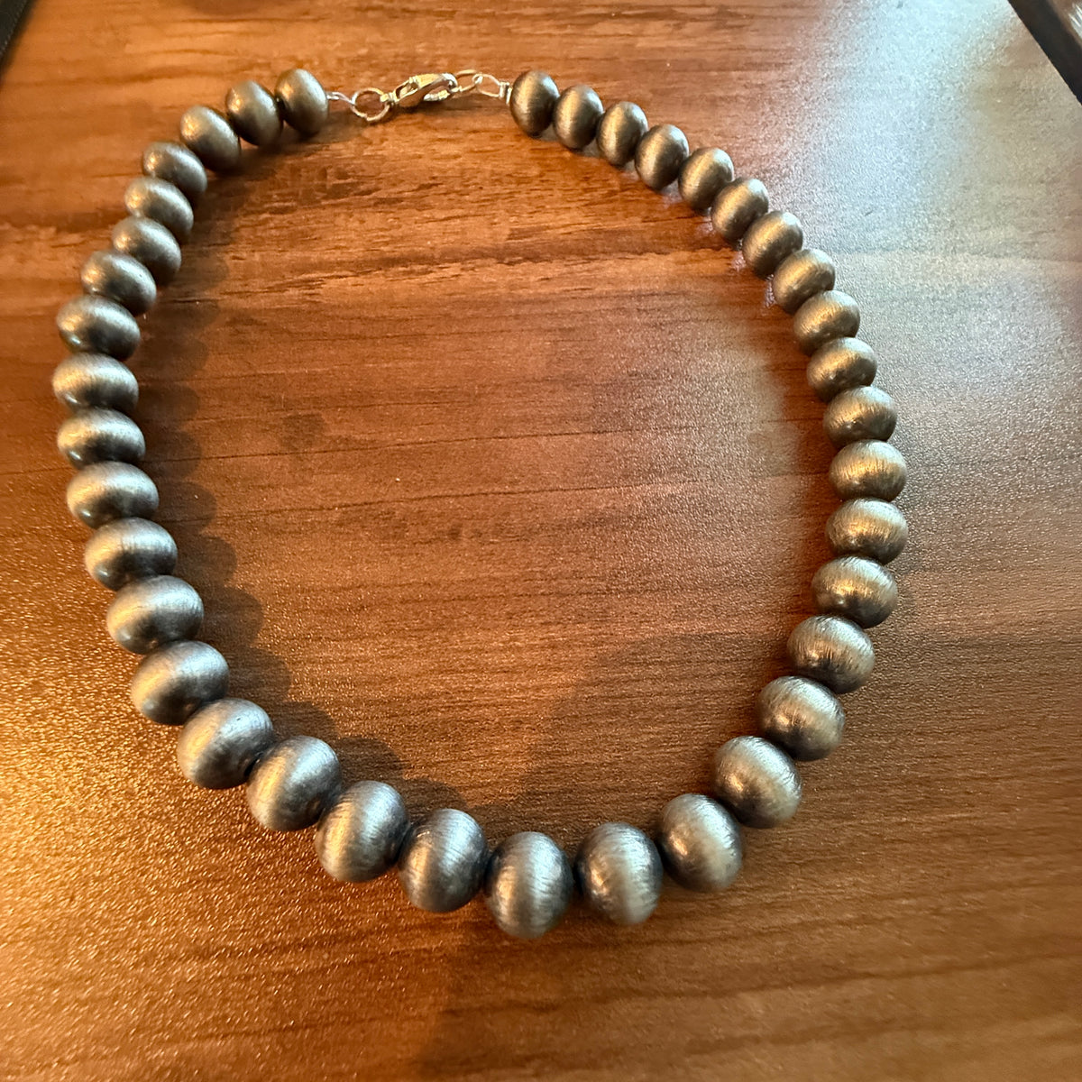 Navajo Style Faux Silver Pearl Bead Choker Necklace 15 Inch 10mm Jewelry Silver Elegant