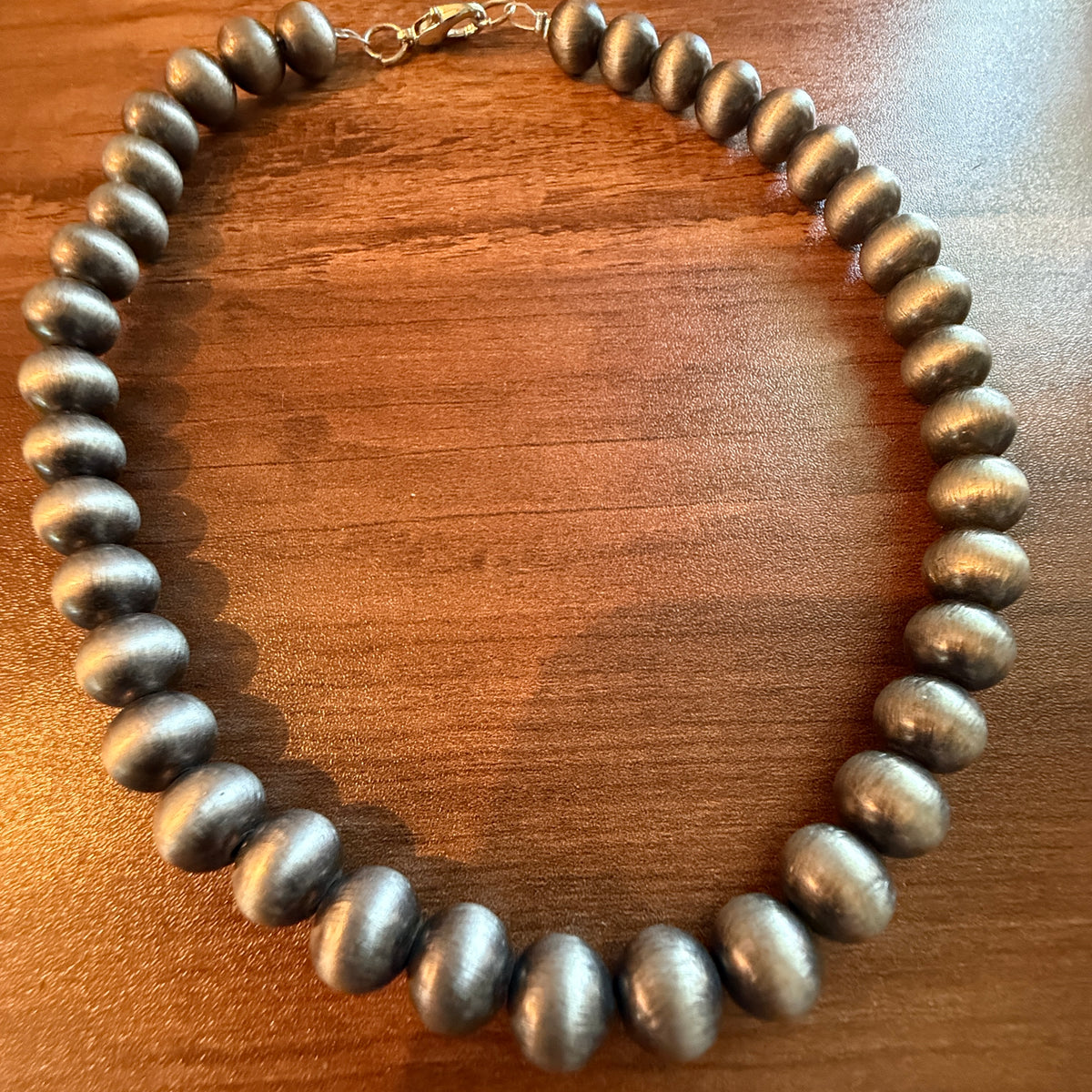 Navajo Style Faux Silver Pearl Bead Choker Necklace 15 Inch 10mm Jewelry Silver Elegant