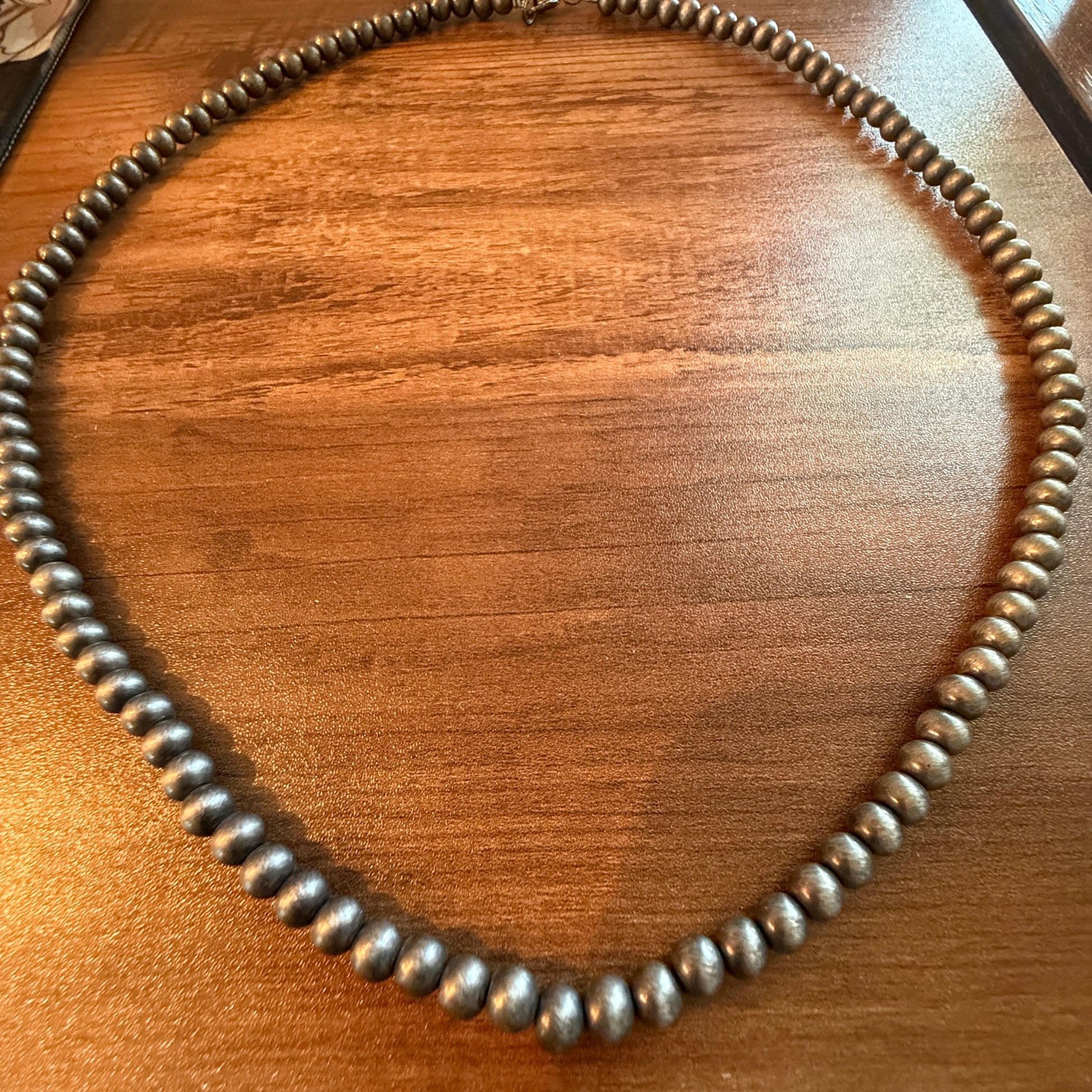 Navajo Style Faux Silver 6mm Pearl Bead Necklace, 21 Inch WildWestBoho