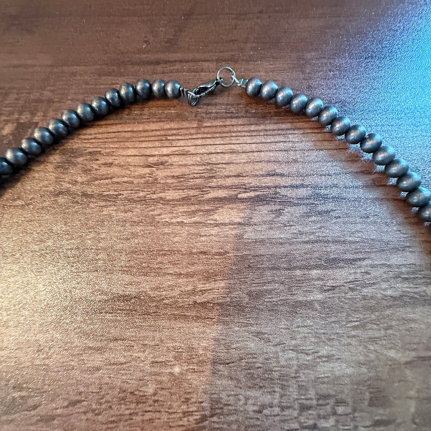 Navajo Style Faux Silver 6mm Pearl Bead Necklace, 21 Inch WildWestBoho