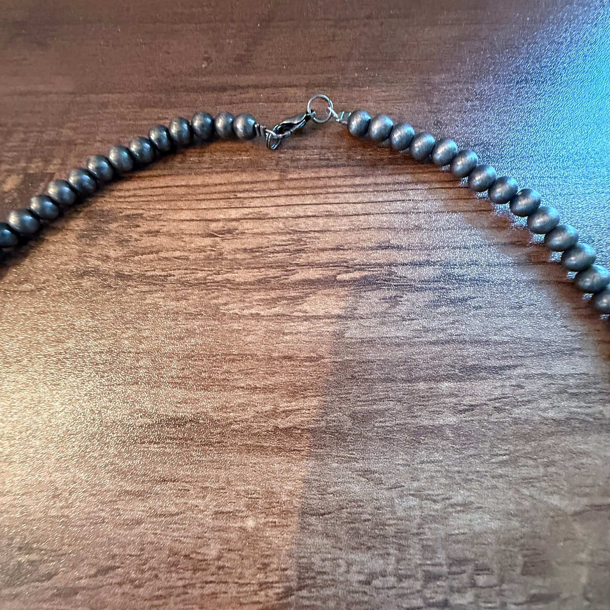 Navajo Style Faux Silver 6mm Pearl Bead Necklace, 21 Inch WildWestBoho