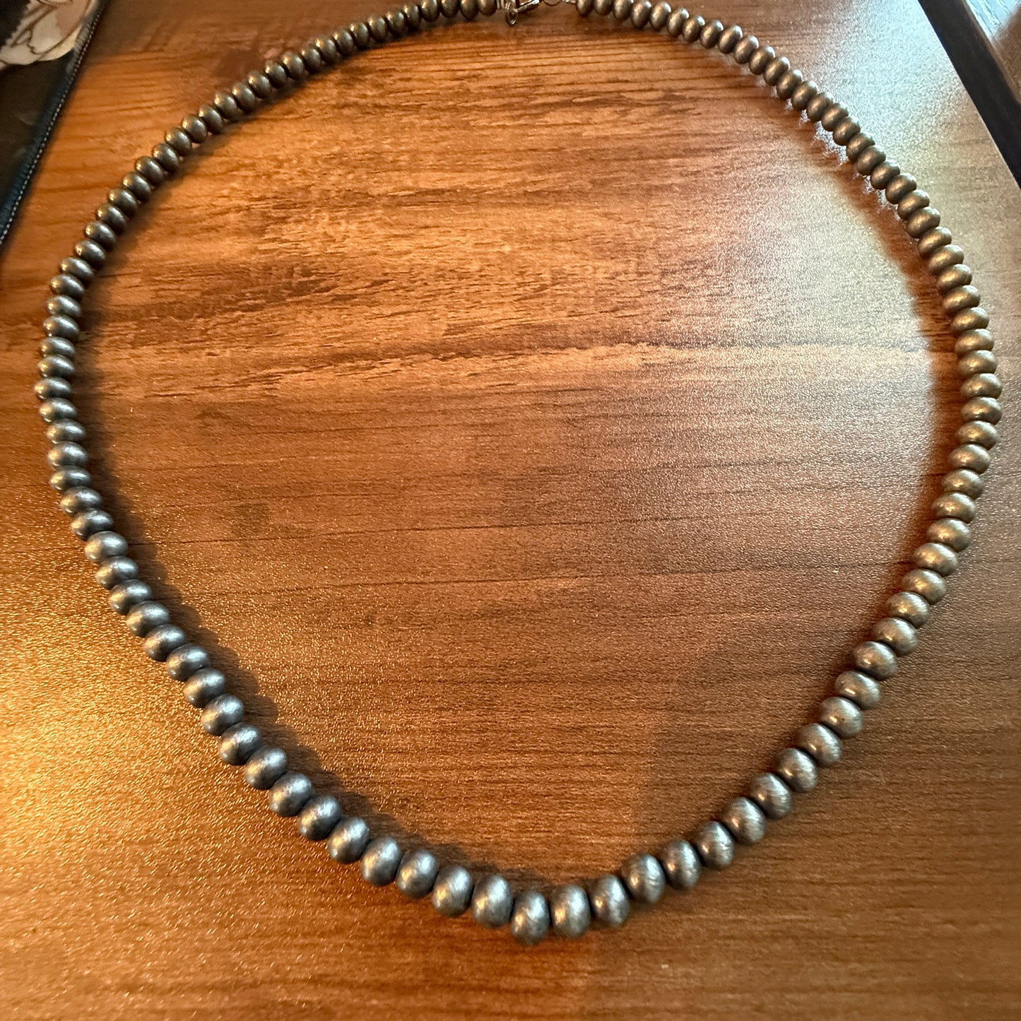 Navajo Style Faux Silver 6mm Pearl Bead Necklace, 21 Inch WildWestBoho