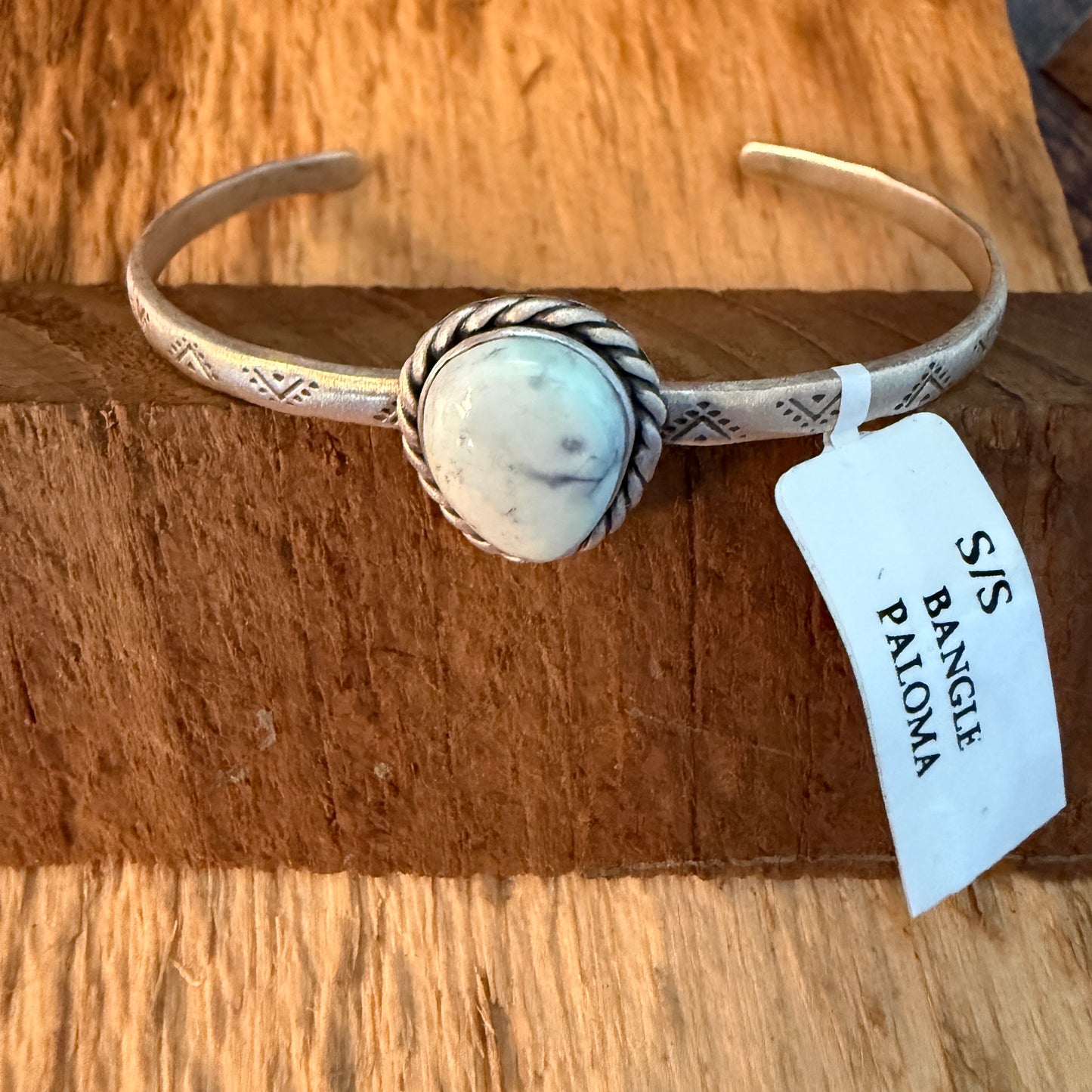 Native Inspired Paloma Gemstone Cuff Bracelet Sterling Silver, Adjustable Wild West Boho