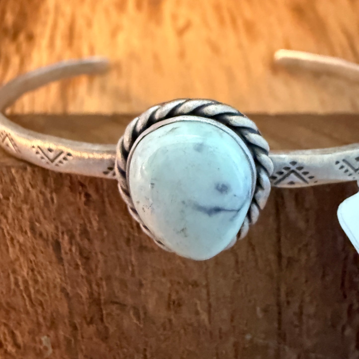 Native Inspired Paloma Gemstone Cuff Bracelet Sterling Silver, Adjustable Wild West Boho