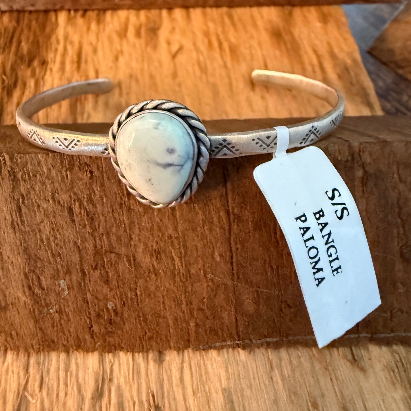 Native Inspired Paloma Gemstone Cuff Bracelet Sterling Silver, Adjustable Wild West Boho