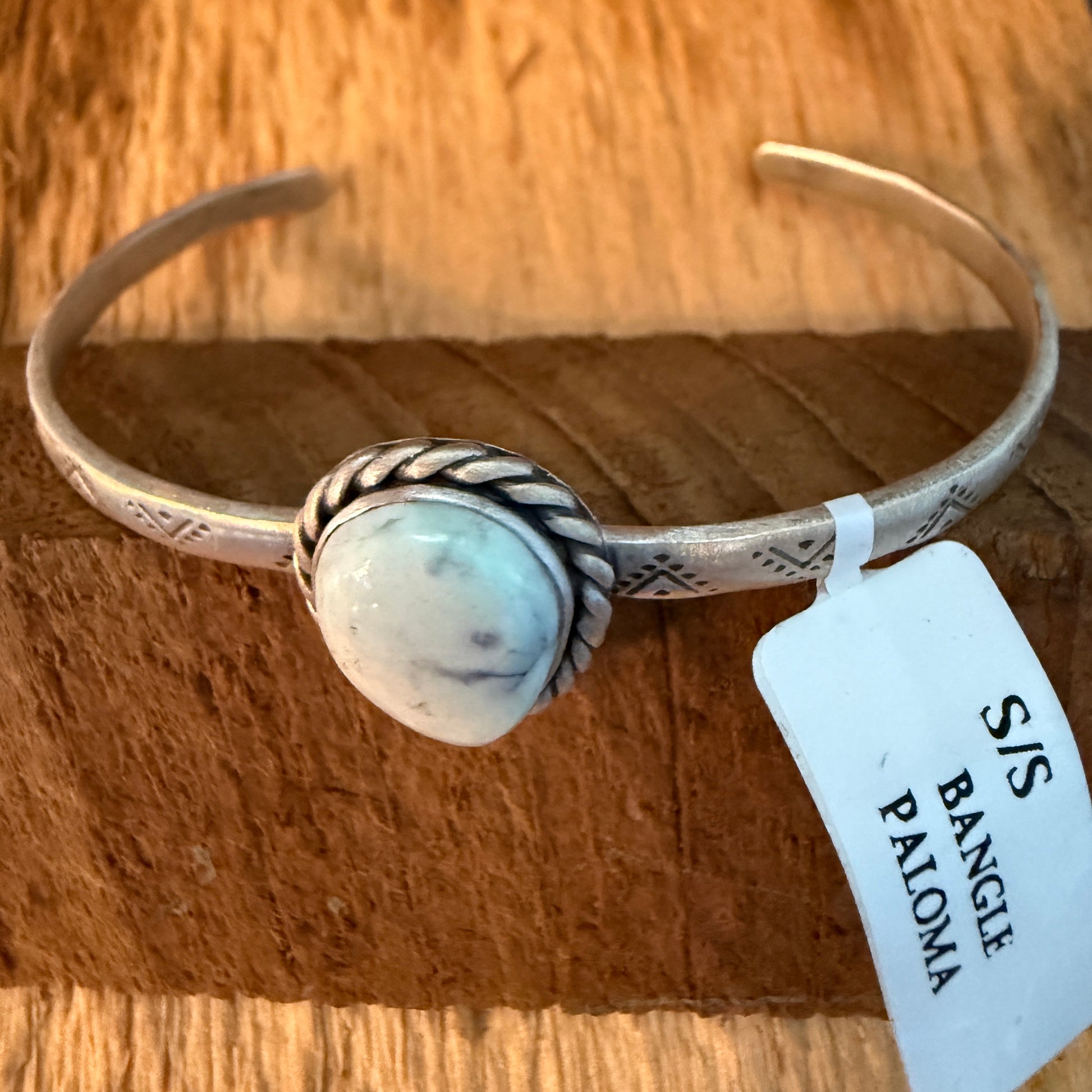 Native Inspired Paloma Gemstone Cuff Bracelet Sterling Silver, Adjustable Wild West Boho